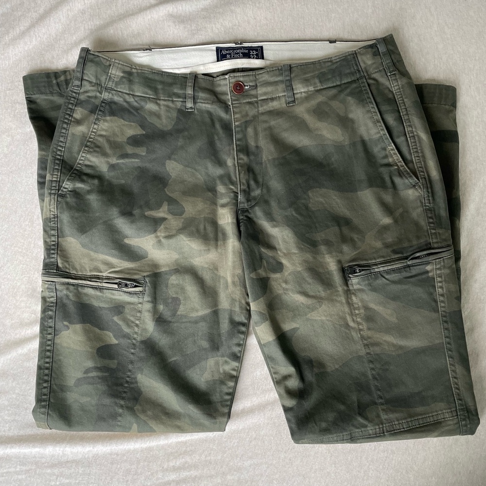 Abercrombie Men’s Landon Skinny Stretch Army Fatigue Zipper Cargo Pants 33W 32L - Picture 3 of 6